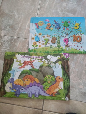 Tracing puzzles used, pack of two with numbers and dinosaurs