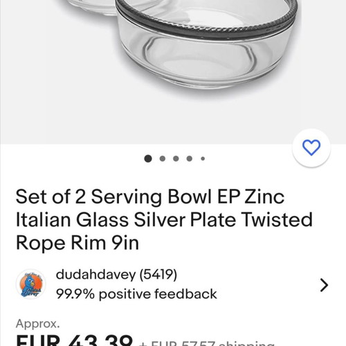 Italian glass bowl used with silver plated rim