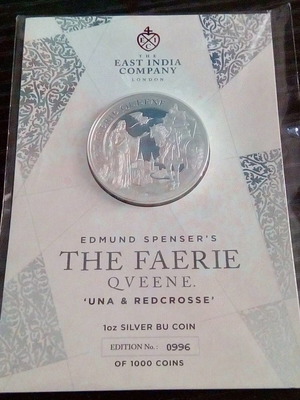 2023 1oz Silver The Faerie Queen Una and Redcrosse coin new in card, only 1000