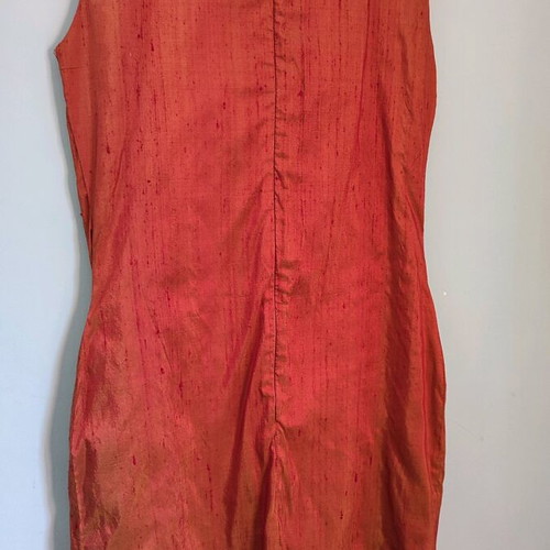 Handmade silk dress orange with fringes new, size M 38