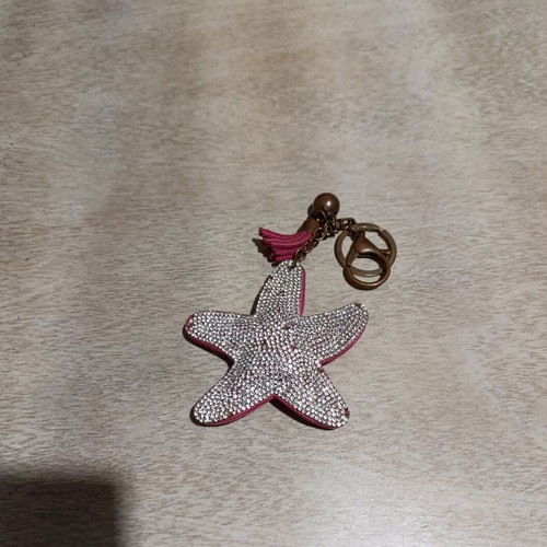 Star keychain with rhinestones used, pink and silver