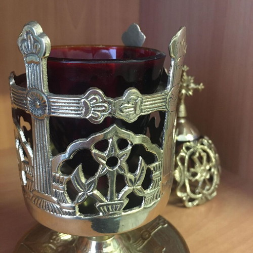 Bronze table lamp new with handmade decoration