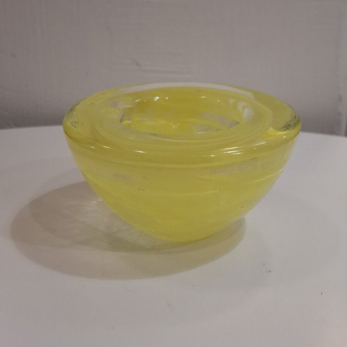 Yellow Glass Tealight Holder by Anna Ehrner for Kosta Boda, 1990s used