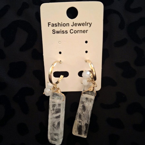 Swiss Corner earrings new, white and gold