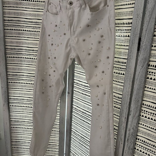 White summer pants with beads XL like new