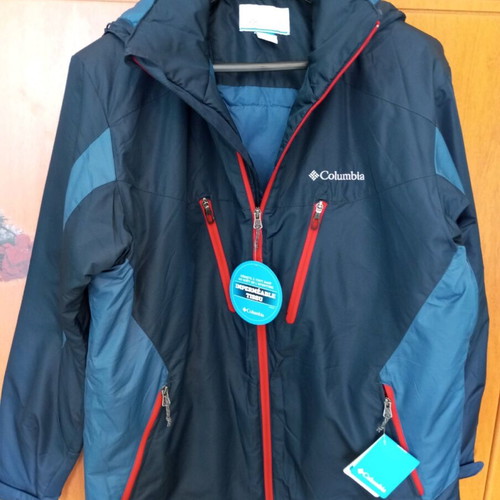 Columbia jacket new with hood, size large, blue turquoise