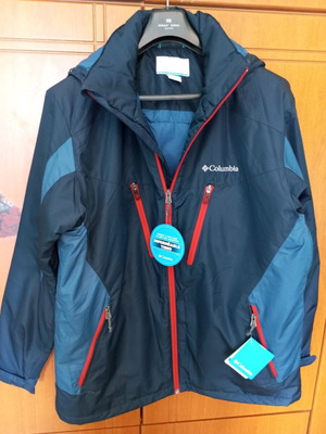 Columbia jacket new with hood, size large, blue turquoise