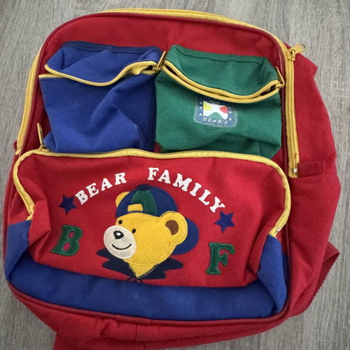 Children's backpack used, red color