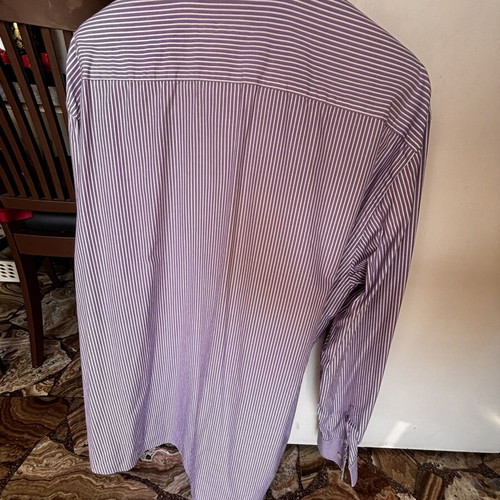 Oxford Company men's striped shirt like new, size L, purple and white