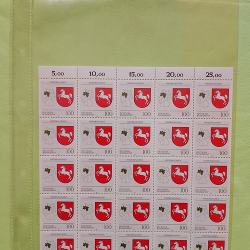 German stamps sheet of 25, like new, first day Bonn postmark 1993