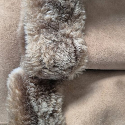 Children's coat new with eco fur camel brown for girls 10-12 years