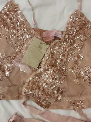 BSB pink crop top with sequins and tulle, new size 40