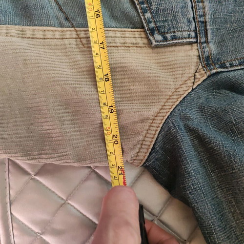 Denim jacket like new, beige and blue, sizes L and XL