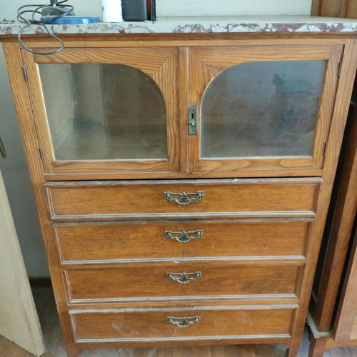 Vintage wooden furniture with marble top
