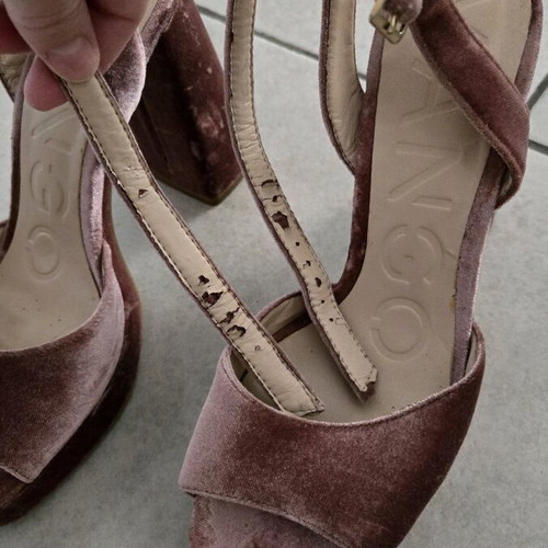 Mango velvet sandals used, pink size 38 with broken heel
