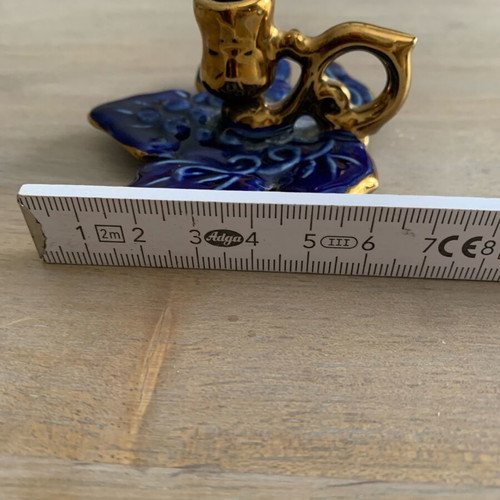 Handmade ceramic candlestick new with grape leaf design