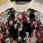  Floral γυναικεία μπλούζα με δαντέλα   ν.L