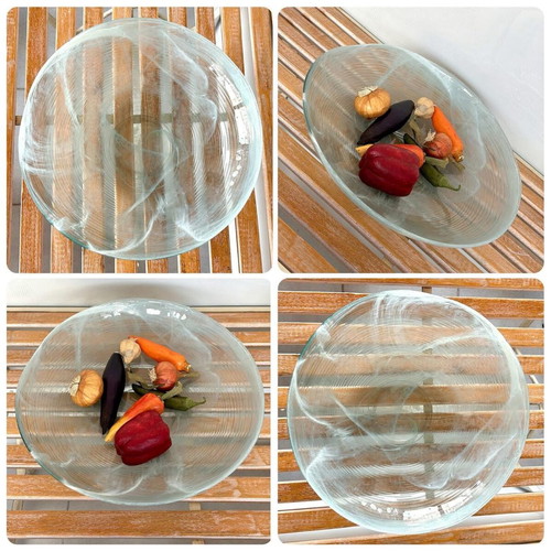 Handmade glass platter new, decorative fruit bowl