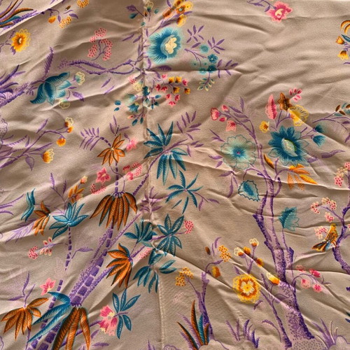 Vintage Franco Pugi Silk Scarf 100% Silk Embroidered 140x130 cm like new