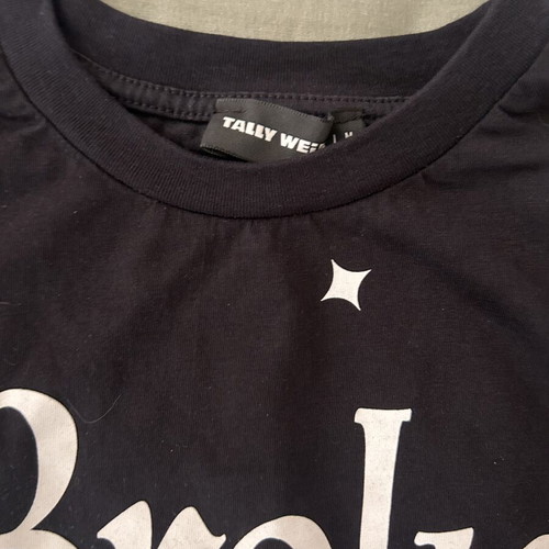 Black oversized printed T shirt like new, cropped, size M, Tally Weijl