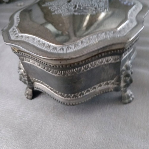 Silver-plated jewelry box with velvet lining like new
