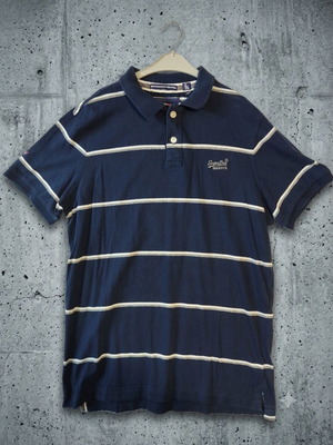 Superdry The Echo Beach Stripe Polo shirt XL like new, dark blue