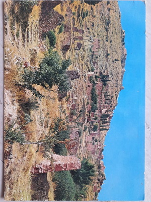 Mystras postcard used, The Pantanassa and Villehardouin fortress 1971