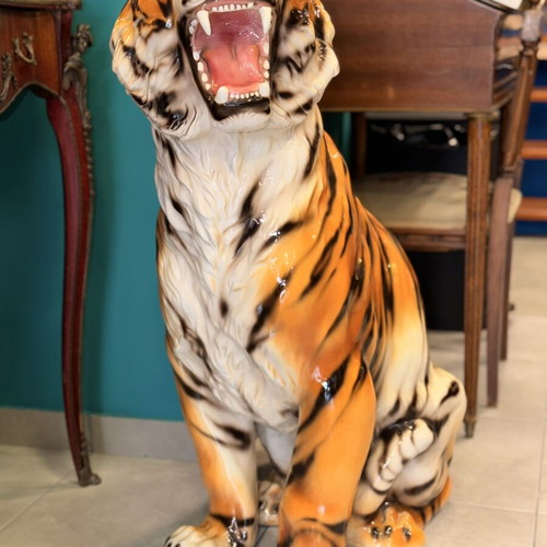 Porcelain tiger figurine