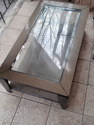 Coffee table with glass used, dark green and black