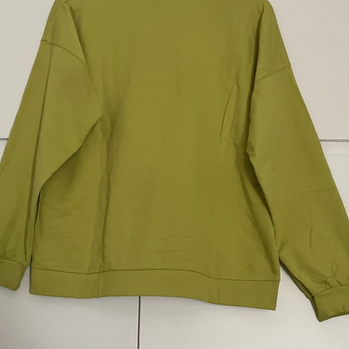 Pink Woman sweatshirt used, lime green with feminister print, size S