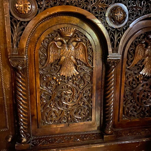 Religious wood carving used 19th century, Byzantine inspiration, Attica