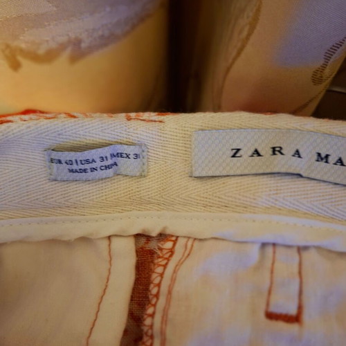 Zara men's orange linen bermuda shorts like new