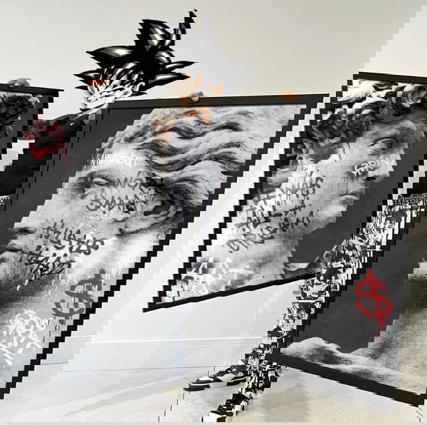 Modern Graffiti David Poster – Urban Canvas Art with "Hustle" "Smart" "Grit", and Dollar Sign αφίσα