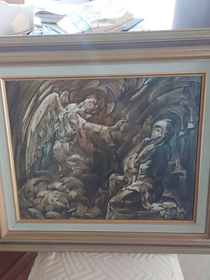 Ευαγγελισμός της Θεοτόκου ελαιογραφία του Γ. Παπαθεοδώρου σαν καινούργιο