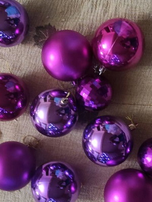 Purple Christmas balls used, set of 11
