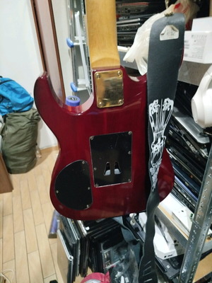 Electric guitar used for repair or decor