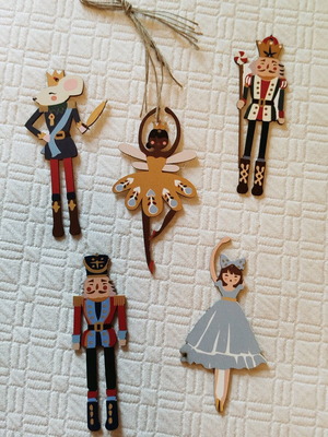 Wooden Christmas ornaments new, set of 5 pieces