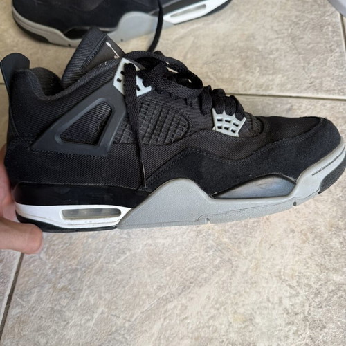 Air Jordan 4 Retro Black Canvas sneakers, size 44