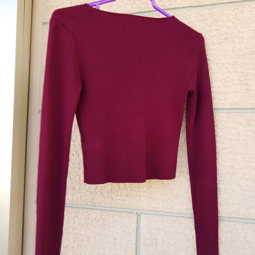 Pink Woman long-sleeve crop top, red, size S