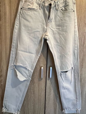 Zara jeans used with rips high waist light blue