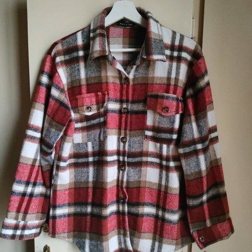 Checked shacket shirt new, very warm and soft, made in Italy
