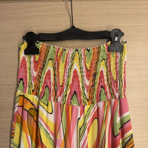 70s psychedelic maxi dress with asymmetric handkerchief hem