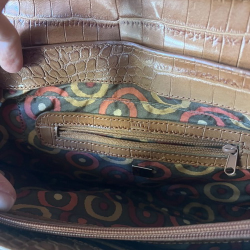 Leather shoulder bag with snake pattern like new, brown