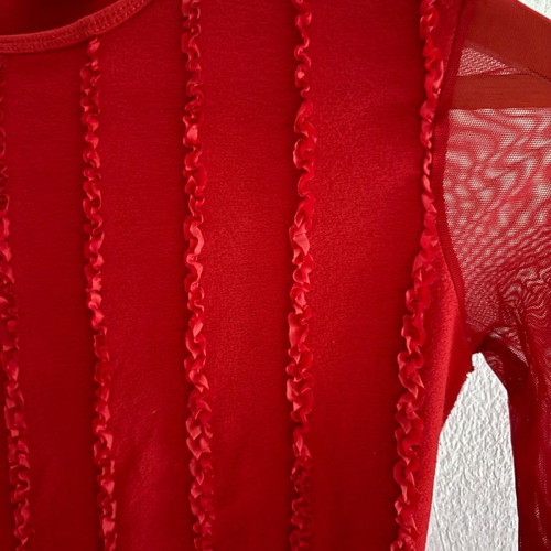 If blouse red used with transparent sleeves, size M