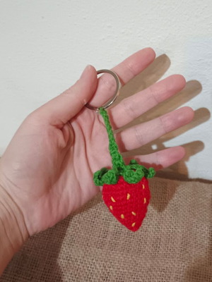 Bag charm strawberry new handmade crochet keychain