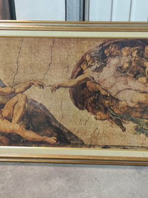 Πίνακας Η Δημιουργία του Αδάμ (Μιχαήλ Άγγελος) σαν καινούργιος με κλασική κορνίζα
