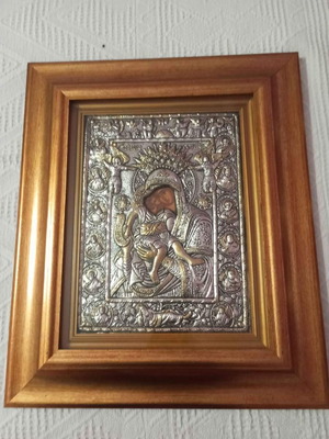 Axion Esti icon used with frame and glass, silver and 24k gold 48x40