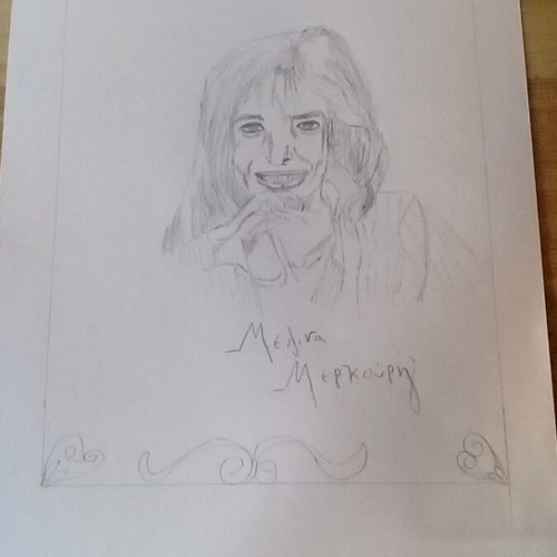Portrait Melina Merkouri on A4 paper new