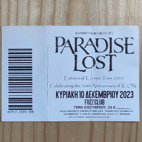 Paradise Lost ticket like new, Fuzz Club 10-12-2023