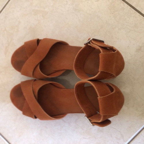 Oysho women's shoes used, size 37, terracotta platform heels